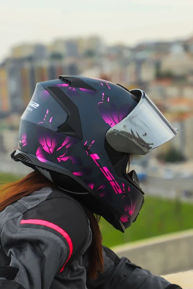 LS2 STORM 2 BURST MAT SİYAH-PEMBE KASK - Resim 5