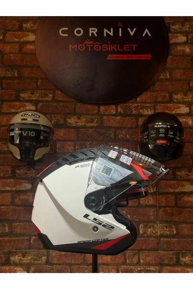 LS2 COPTER 2 URBANE MAT BEYAZ-KIRMIZI KASK - Resim 5