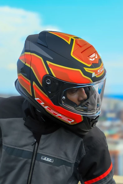 LS2 STORM 2 FOGGY MAT SİYAH-KIRMIZI KASK