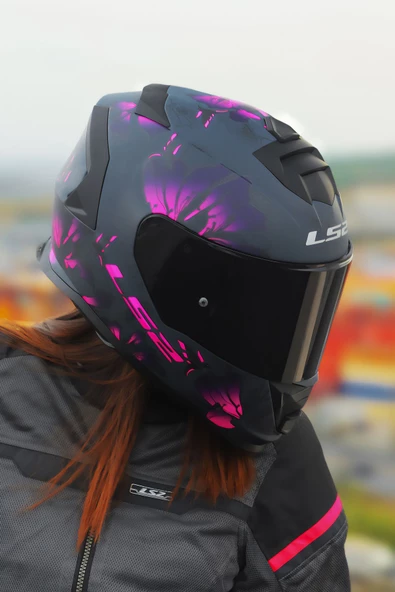 LS2 STORM 2 BURST MAT SİYAH-PEMBE KASK - Resim 2