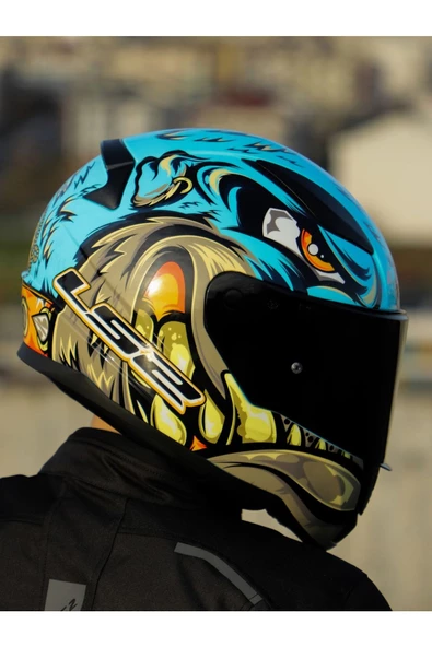 LS2 Rapid 2 Neo Race Full Face Motosiklet Kaskı Şeffaf Siyah Vizörlü