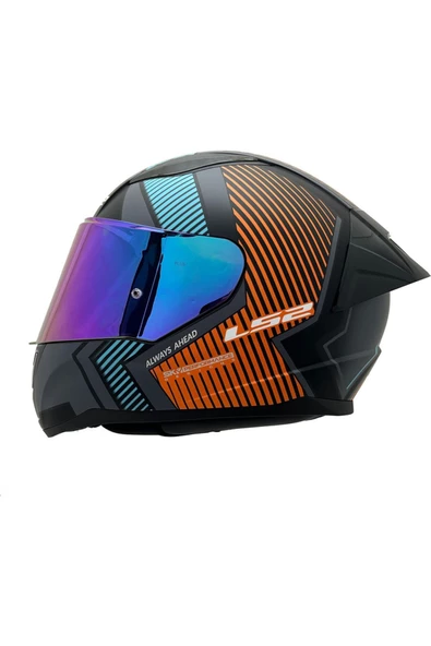 LS2 Rapid 2 Extra Race Full Face Motosiklet Kaskı Yarış Spoiler +  Şeffaf + Gökkuşağı Vizörlü - 2