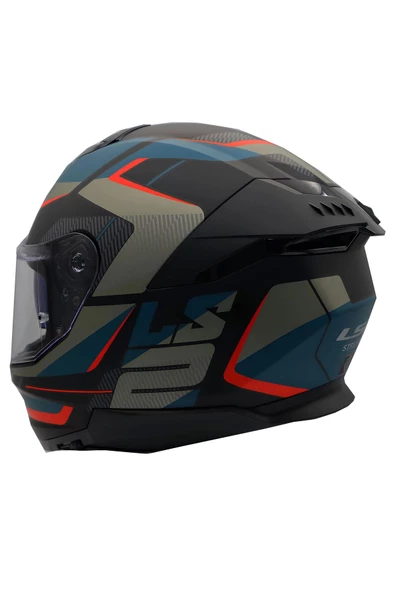 LS2 Stream 2 Road Mat Siyah-gri-mavi-kırmızı Kask - 3