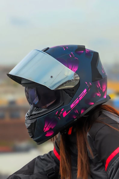 LS2 STORM 2 BURST MAT SİYAH-PEMBE KASK - Resim 3