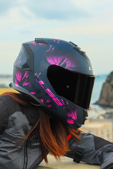 LS2 STORM 2 BURST MAT SİYAH-PEMBE KASK - Resim 3