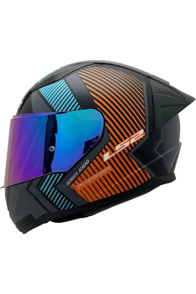LS2 Rapid 2 Extra Race Full Face Motosiklet Kaskı Yarış Spoiler +  Şeffaf + Gökkuşağı Vizörlü