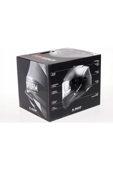 LS2 Storm Mat Siyah Kapalı Motosiklet Kaskı Gökkuşağı Camlı - Resim 3