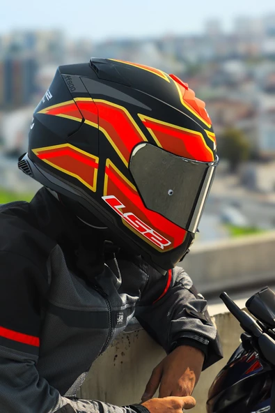 LS2 STORM 2 FOGGY MAT SİYAH-KIRMIZI KASK