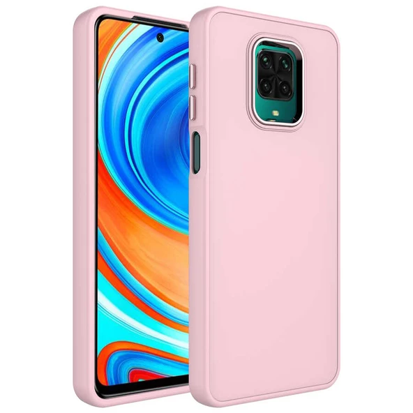 Xiaomi Redmi Note 9 Pro Kılıf Metal Çerçeve ve Buton Tasarımlı Silikon Zore Luna Kapak Lyon Tech