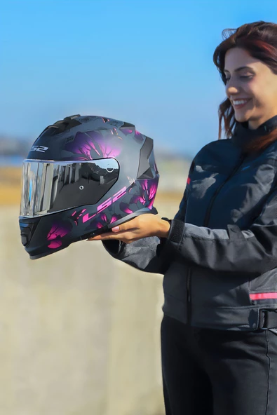 LS2 STORM 2 BURST MAT SİYAH-PEMBE KASK - Resim 2