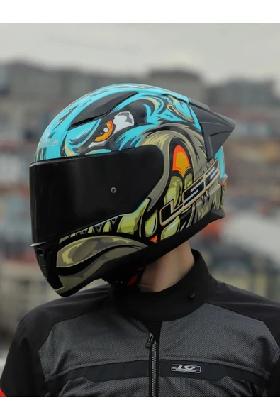 LS2 Rapid 2 Neo Race Full Face Motosiklet Kaskı Şeffaf Siyah Vizörlü - Resim 5