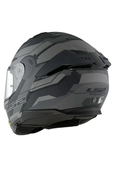 LS2 STREAM 2 SHADOW MAT GRİ FULLFACE MOTOSİKLET KASKI - 3