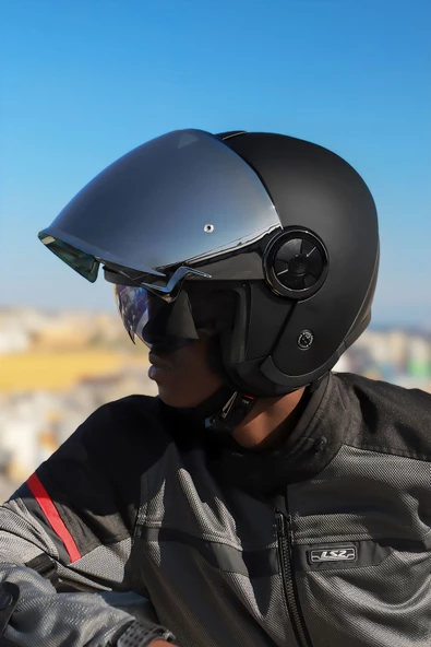 LS2 CLASSY MAT SİYAH KASK GRİ CAM - 6