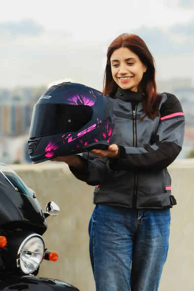 LS2 STORM 2 BURST MAT SİYAH-PEMBE KASK - Resim 7