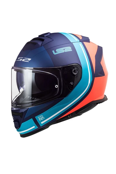LS2 Storm 2 Slant Kapalı Kask Mat Mavi Turuncu