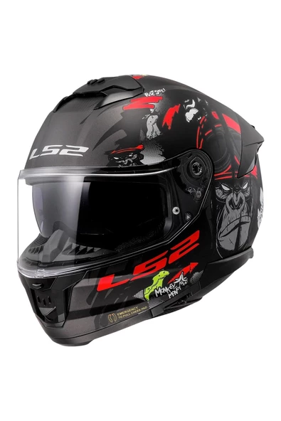 LS2 STREAM 2 ANGRY MONKEY MAT SİYAH KASK XL
