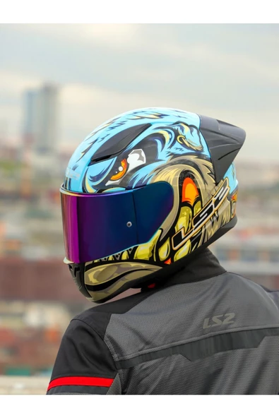LS2 Rapid 2 Neo Race Full Face Motosiklet Kaskı Yarış Spoiler +  Şeffaf + Gökkuşağı Vizörlü