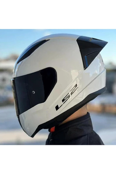 LS2 Rapid 2 Race Full Face Motosiklet Kaskı Yarış Spoiler +  Şeffaf + Siyah Vizörlü