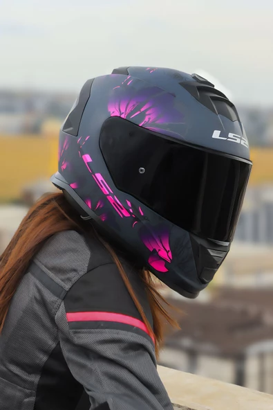 LS2 STORM 2 BURST MAT SİYAH-PEMBE KASK - Resim 5