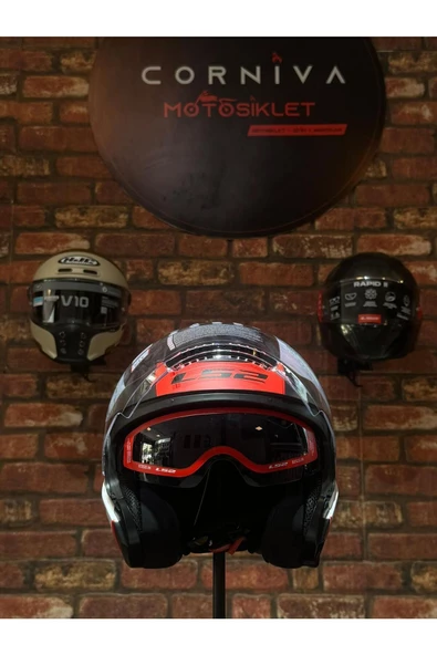 LS2 COPTER 2 URBANE MAT BEYAZ-KIRMIZI KASK - Resim 2