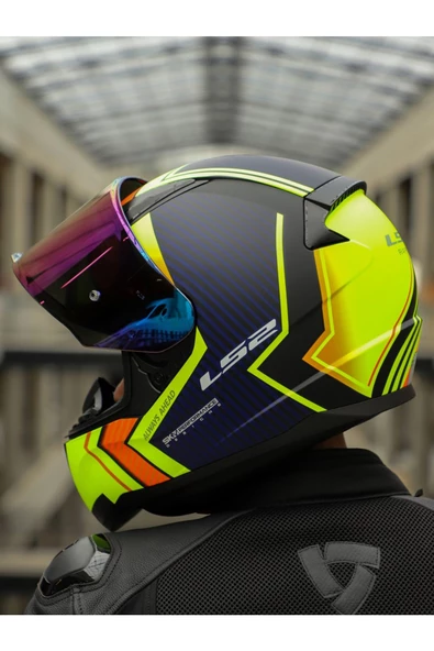 LS2 Rapid 2 Extra Race Full Face Motosiklet Kaskı Yarış Spoiler +  Şeffaf + Gökkuşağı Vizörlü - 2