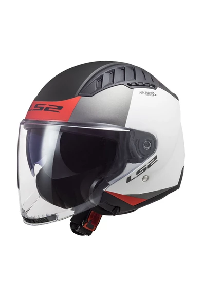 LS2 COPTER 2 URBANE MAT BEYAZ-KIRMIZI KASK