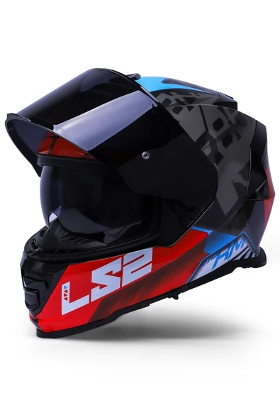 LS2 Storm 2 Sprınter Siyah-kırmızı-tıtanıum Kask - Resim 3