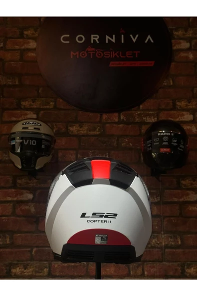 LS2 COPTER 2 URBANE MAT BEYAZ-KIRMIZI KASK - Resim 4