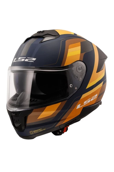 LS2 Stream 2 Vıntage Mat Navy Mavi-turuncu-kahverengi Kask - Xxl Beden