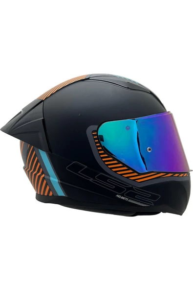 LS2 Rapid 2 Extra Race Full Face Motosiklet Kaskı Yarış Spoiler +  Şeffaf + Gökkuşağı Vizörlü - 4