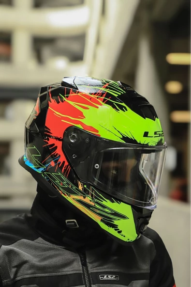 LS2 STORM 2 DROP SİYAH-SARI-KIRMIZI KASK