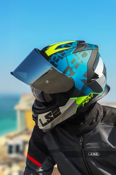 LS2 STORM 2 SPRINTER MAT SİYAH-GRİ-COBALT KASK - Resim 2