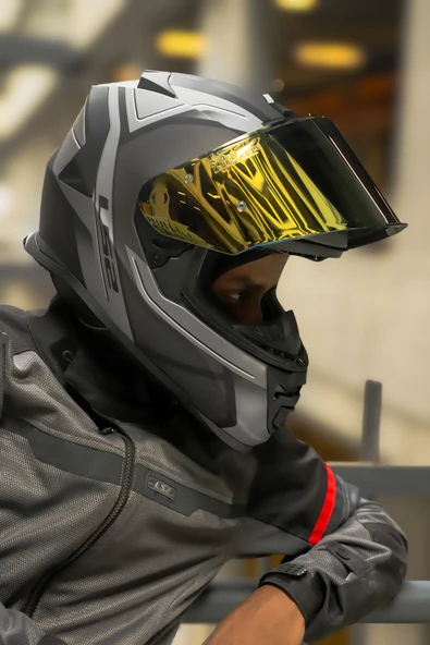 LS2 STORM 2 FASTER MAT TITANIUM KASK - Resim 7