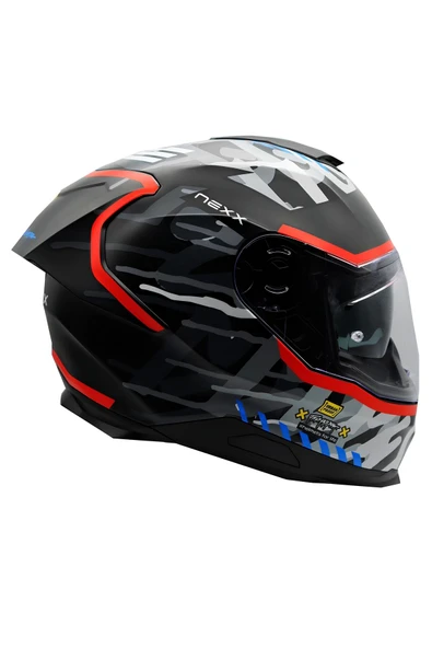 Nexx Y.100r Urbangram Mat Siyah-kırmızı Kask - Resim 3