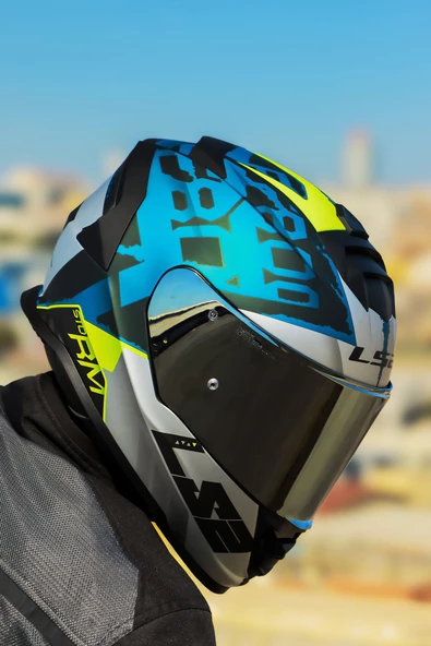 LS2 STORM 2 SPRINTER MAT SİYAH-GRİ-COBALT KASK - Resim 5