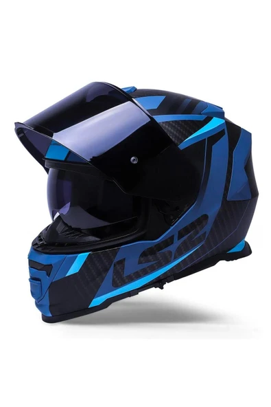 LS2 Storm 2 Racer Full Face Motosiklet Kaskı Şeffaf Gökkuşağı Vizörlü - Resim 4