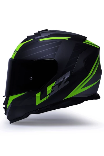 LS2 Storm Nerve Mat Siyah Neon Sarı Kask Siyah Camlı
