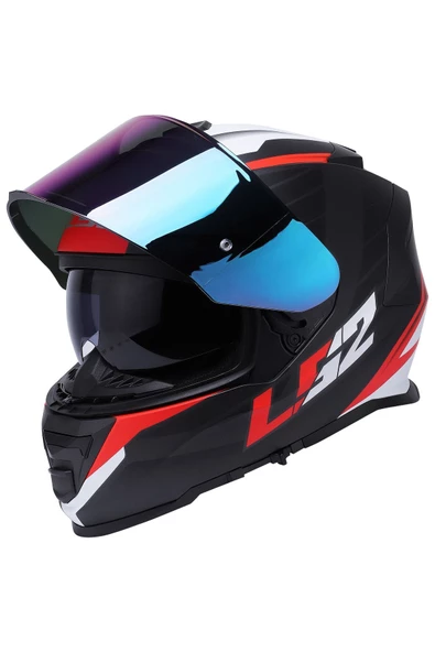 LS2 Storm 2 Nerve Mat Siyah-kırmızı Kask - Resim 3