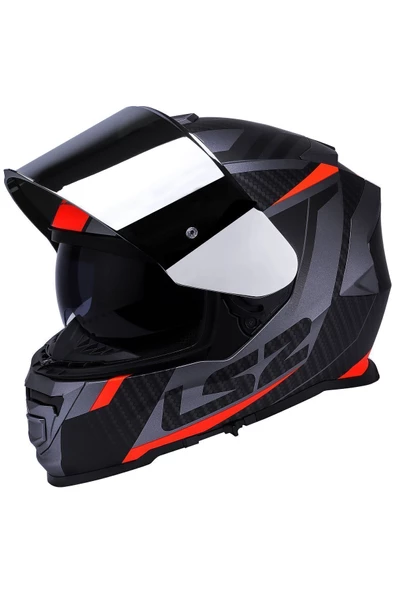 LS2 Storm 2 Racer Mat Tıtanıum-turuncu Kask - Resim 2