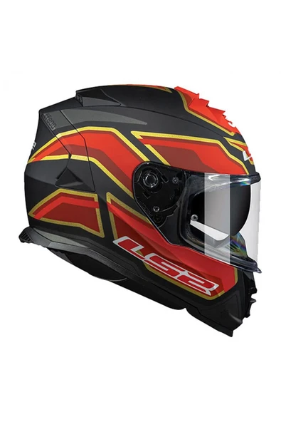 LS2 Storm Foggy Kapalı Motosiklet Kaskı Siyah - Kırmızı Siyah Cam - Resim 2