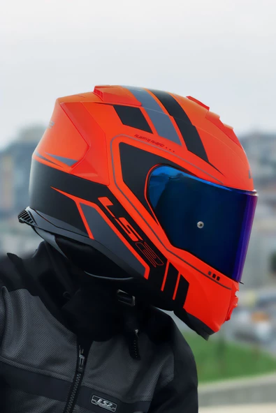 LS2 STORM 2 FIST MAT TURUNCU-SİYAH KASK - Resim 5