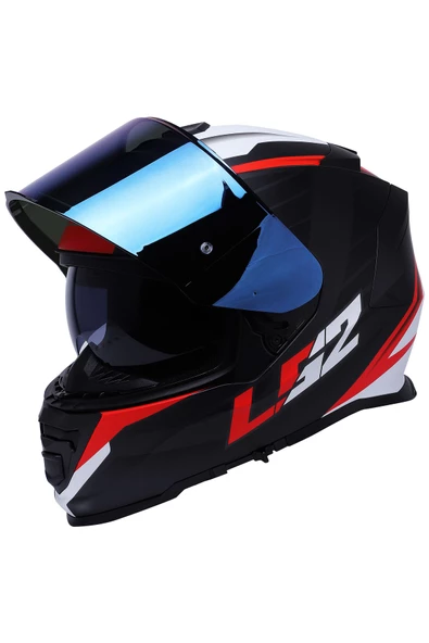 LS2 Storm 2 Nerve Mat Siyah-kırmızı Kask - Resim 3