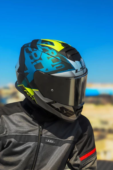 LS2 STORM 2 SPRINTER MAT SİYAH-GRİ-COBALT KASK - Resim 6