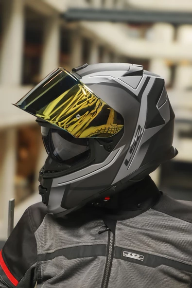 LS2 STORM 2 FASTER MAT TITANIUM KASK - Resim 2