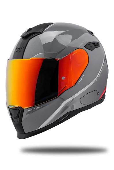 Nexx Sx.100 Skyway Gri-kırmızı Kask - Resim 3