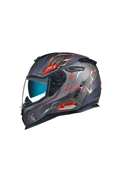 Nexx SX.100 GIGABOT KAPALI KASK MAT GRİ-KIRMIZI MEDIUM