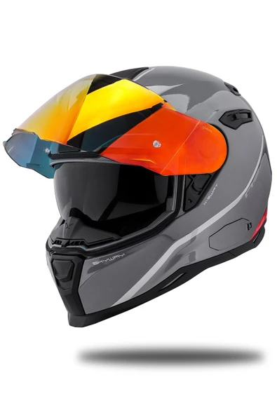 Nexx Sx.100 Skyway Gri-kırmızı Kask - Resim 4