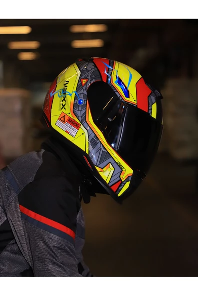 Nexx SX.100 GIGABOT KIRMIZI SARI KASK - Resim 2