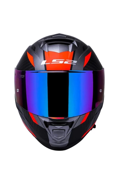 LS2 Storm 2 Racer Full Face Motosiklet Kaskı Şeffaf Gökkuşağı Vizörlü - Resim 4