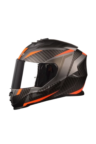 LS2 Storm 2 Racer Mat Tıtanıum-turuncu Kask (gri Camlı )